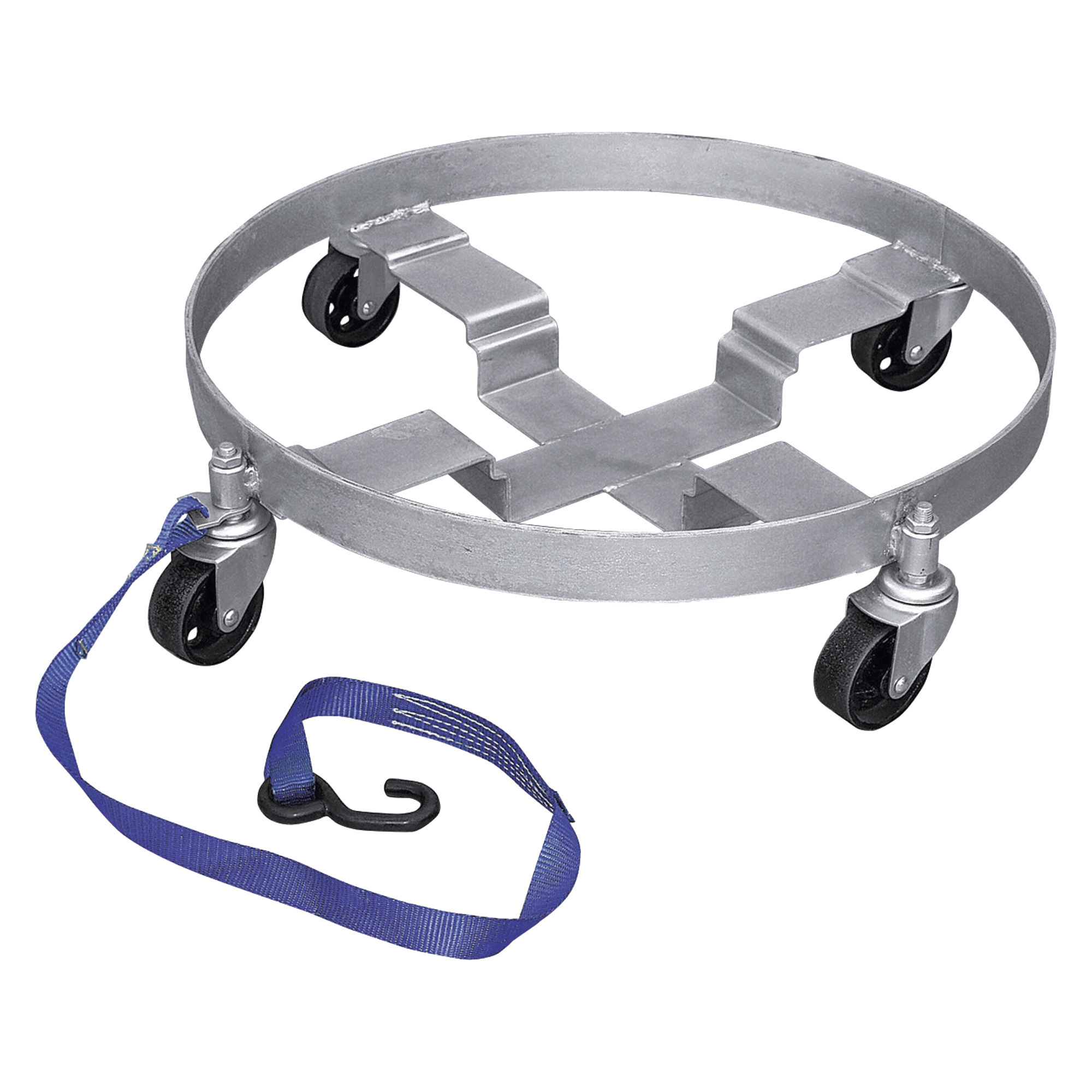 Vestil Quad Dolly - 900-Lb. Capacity, Hard Rubber Casters, Polished Zinc Finish, Model# DRUM-QUAD-H